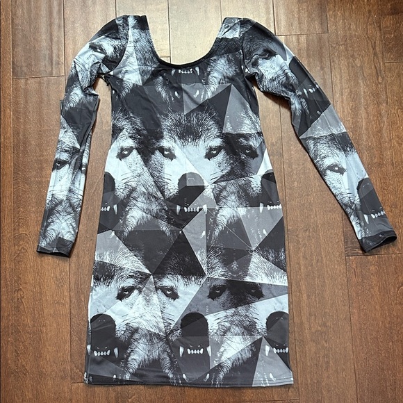 Civil Regime Black and Gray Wolf Bodycon Dress, Size Large, NWT - Picture 6 of 12